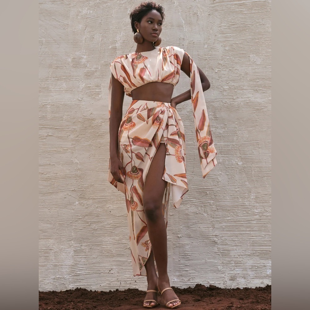 Andrea Iyamah - HALIMA EUCALYPTUS PRINT CROPPED TOP ONLY